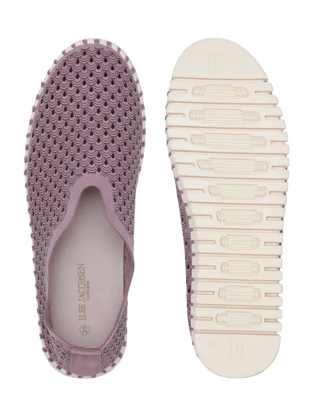 Ilse Jacobsen Mauve Slip-On Scallop-Textured Flat